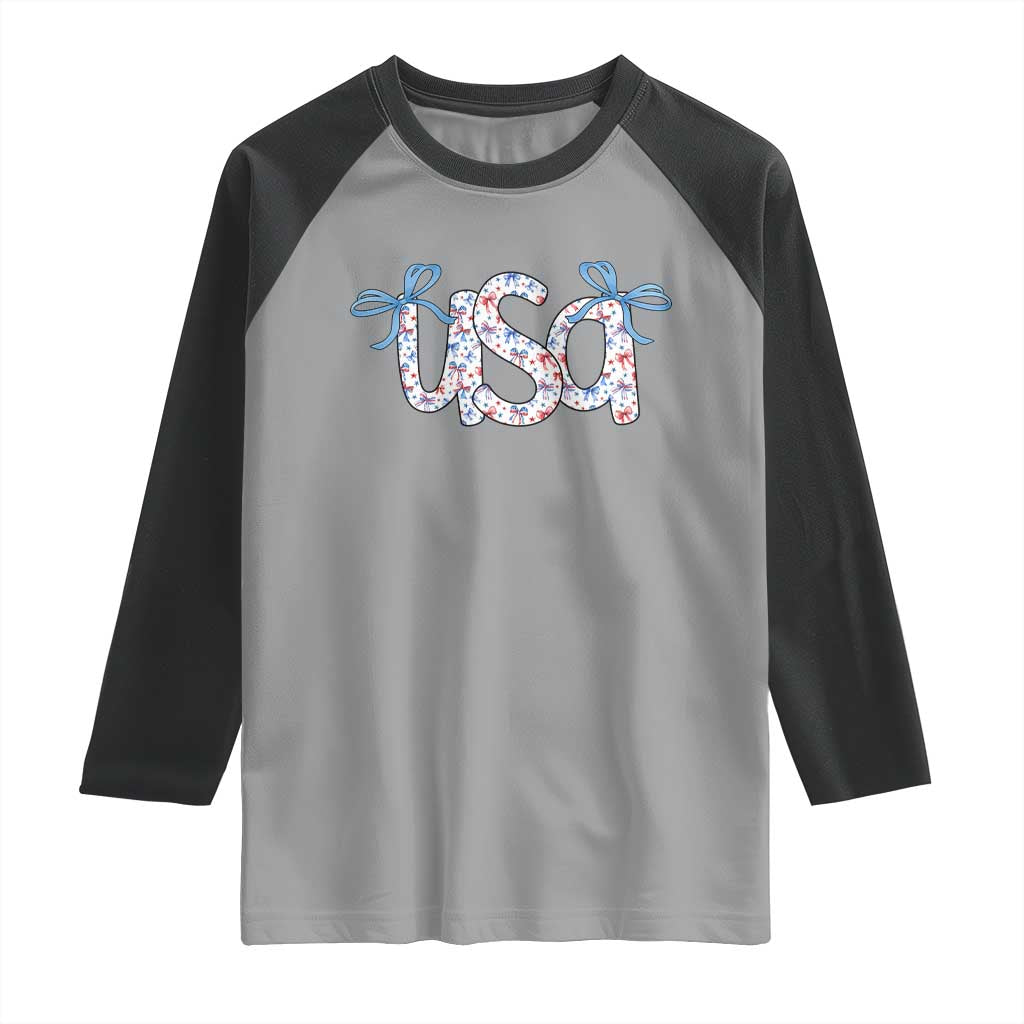 Coquette USA Raglan Shirt Patriotic American Girl 4th of July TS10 Sport Gray Black Print Your Wear