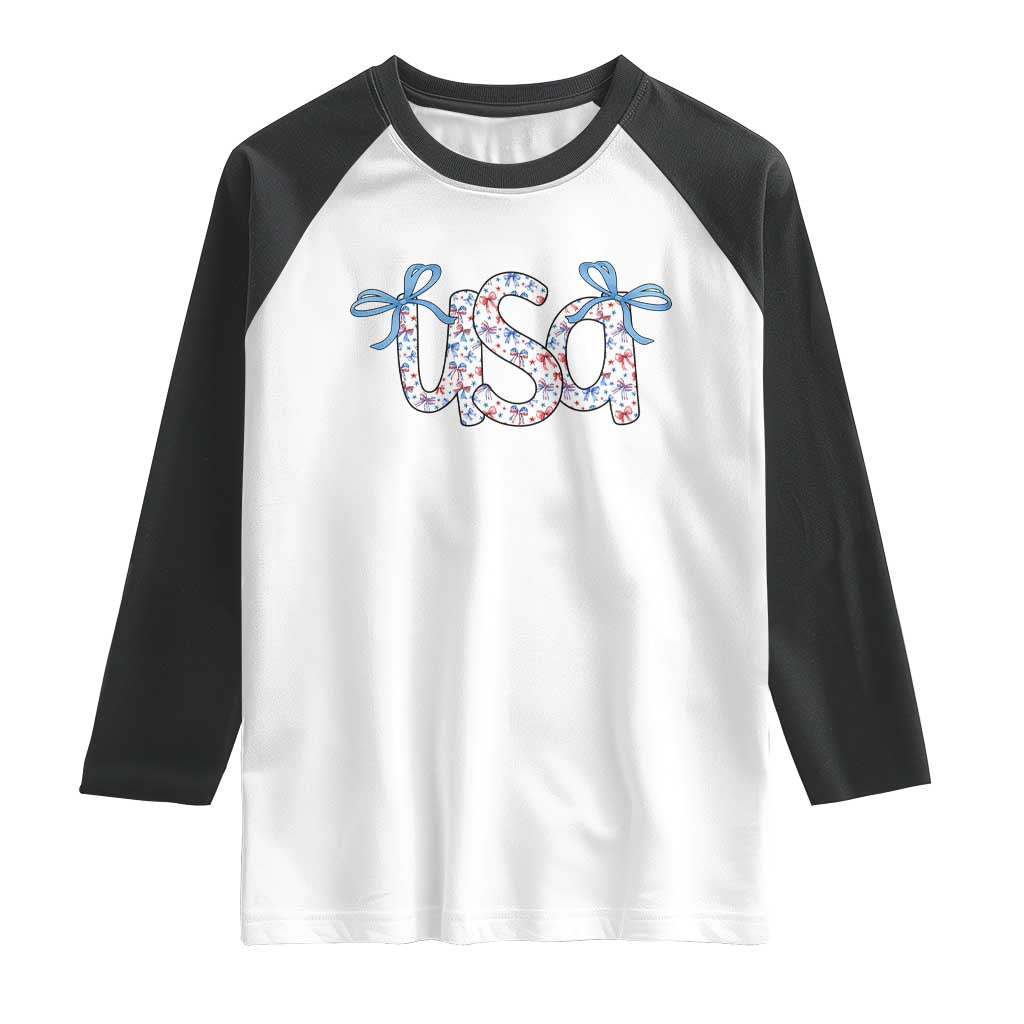Coquette USA Raglan Shirt Patriotic American Girl 4th of July TS10 White Black Print Your Wear