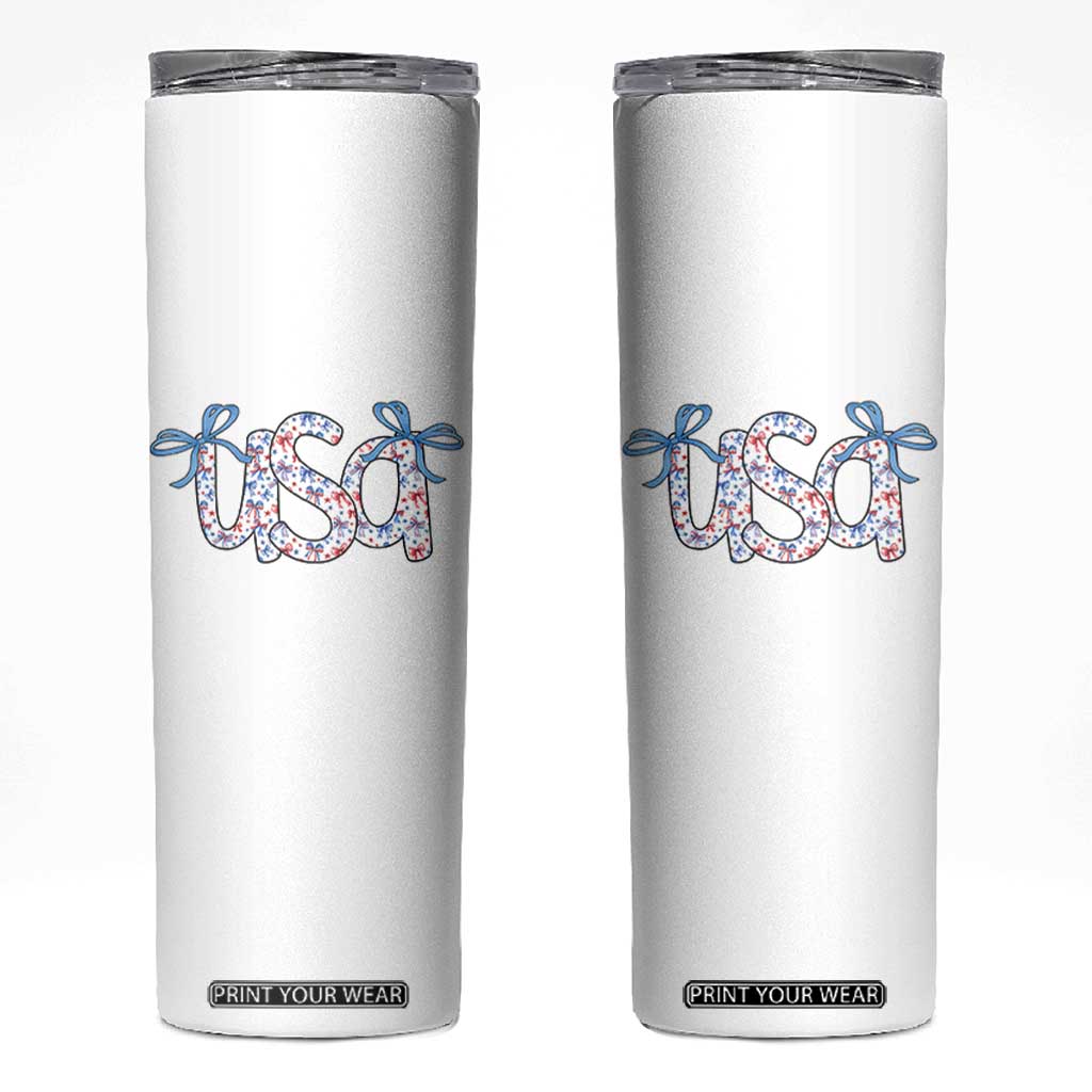 Coquette USA Skinny Tumbler Patriotic American Girl 4th of July TS10 White Print Your Wear