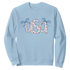 Coquette USA Sweatshirt Patriotic American Girl 4th of July TS10 Light Blue Print Your Wear