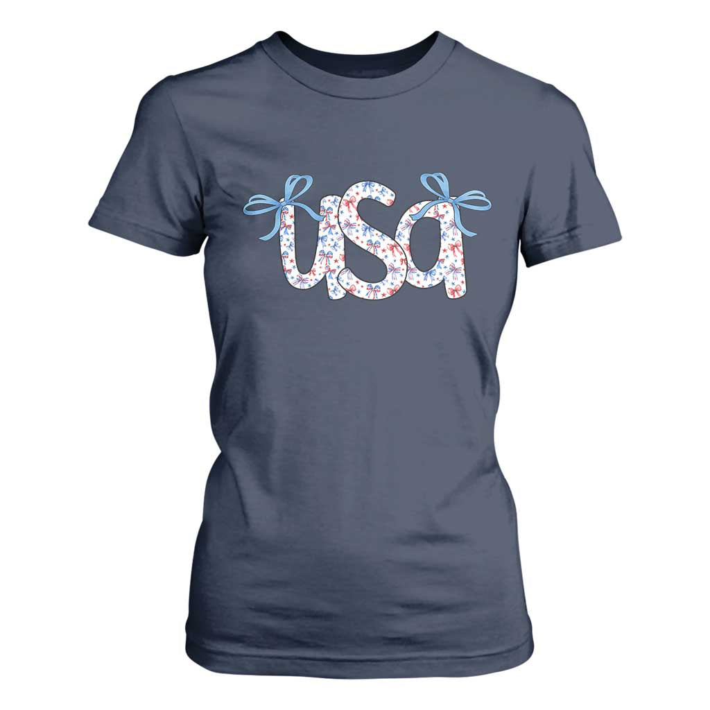 Coquette USA T Shirt For Women Patriotic American Girl 4th of July TS10 Navy Print Your Wear