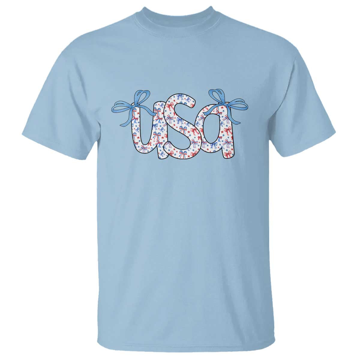 Coquette USA T Shirt Patriotic American Girl 4th of July TS10 Light Blue Print Your Wear