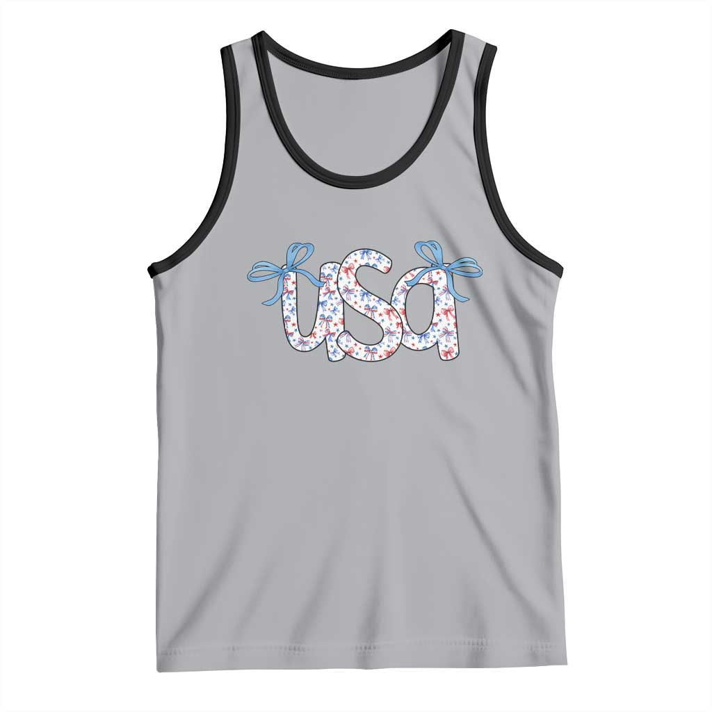 Coquette USA Tank Top Patriotic American Girl 4th of July TS10 Athletic Heather Black Print Your Wear