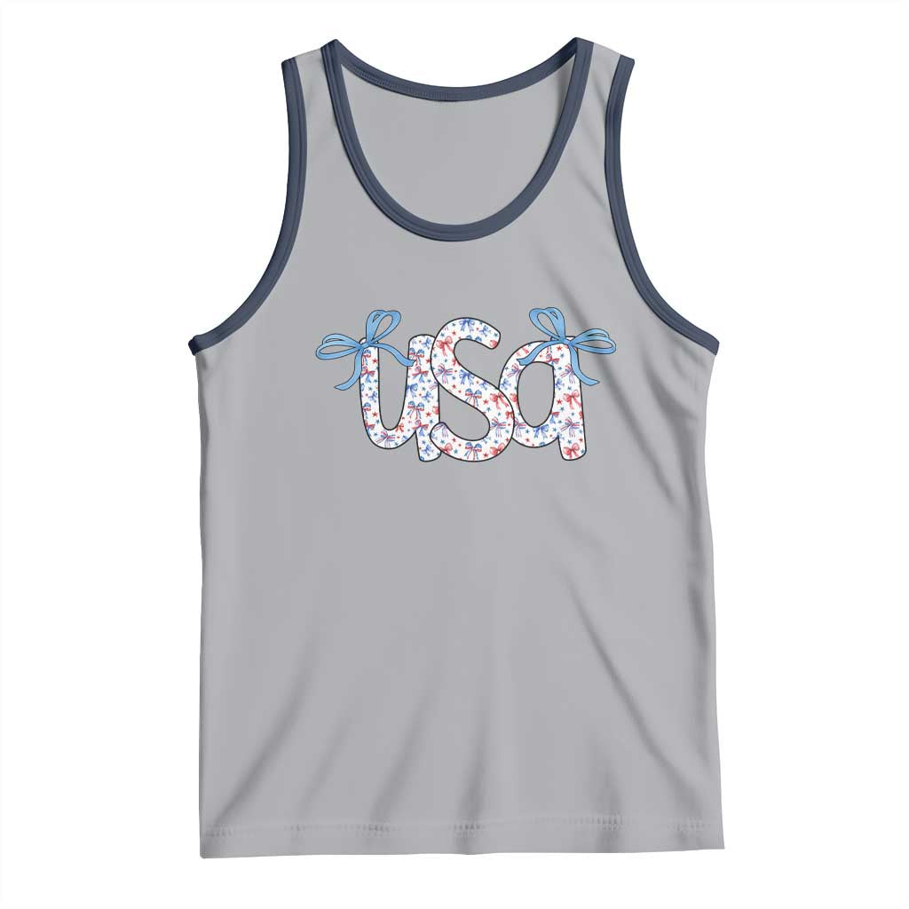 Coquette USA Tank Top Patriotic American Girl 4th of July TS10 Athletic Heather Navy Print Your Wear