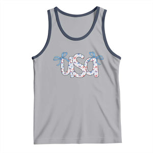 Coquette USA Tank Top Patriotic American Girl 4th of July TS10 Athletic Heather Navy Print Your Wear