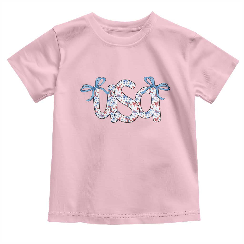 Coquette USA Toddler T Shirt Patriotic American Girl 4th of July TS10 Light Pink Print Your Wear