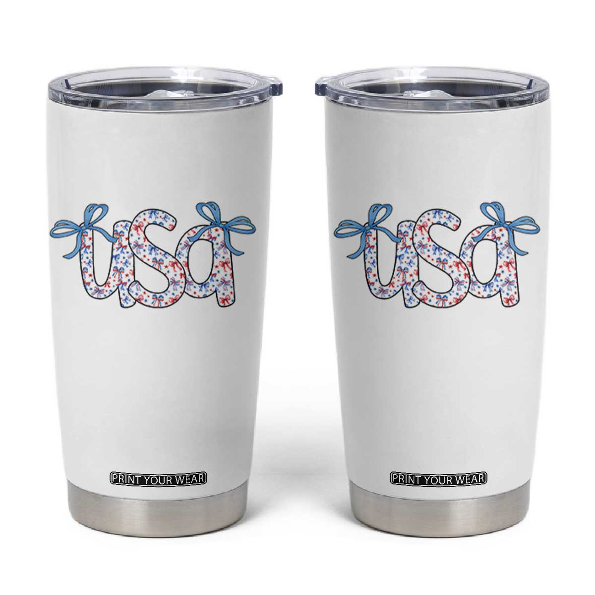 Coquette USA Tumbler Cup Patriotic American Girl 4th of July TS10 White Print Your Wear