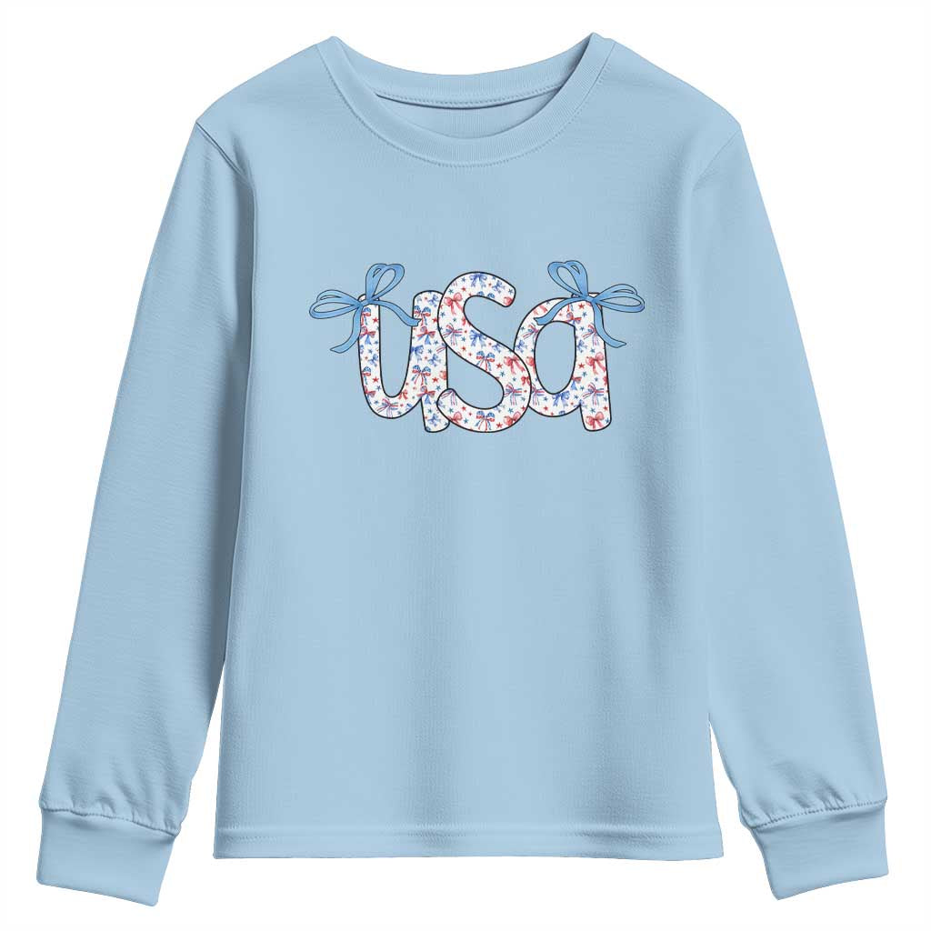 Coquette USA Youth Sweatshirt Patriotic American Girl 4th of July TS10 Light Blue Print Your Wear