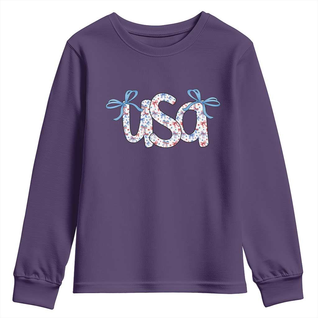 Coquette USA Youth Sweatshirt Patriotic American Girl 4th of July TS10 Purple Print Your Wear