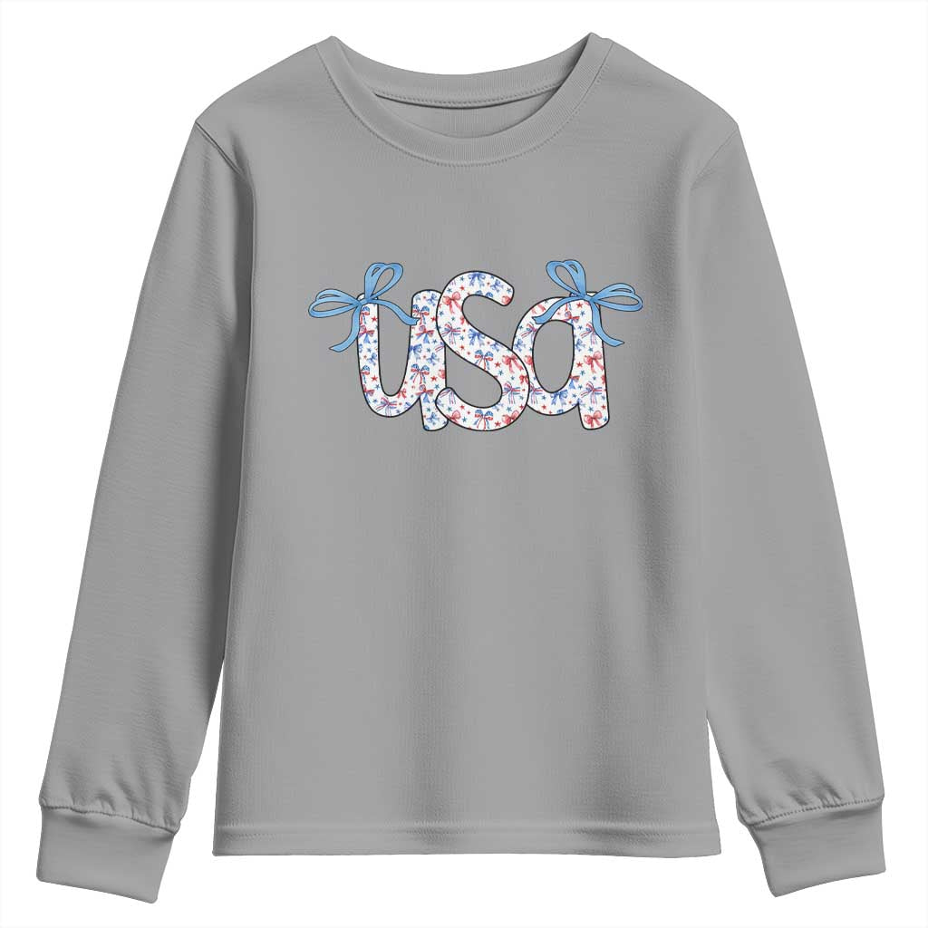Coquette USA Youth Sweatshirt Patriotic American Girl 4th of July TS10 Sport Gray Print Your Wear