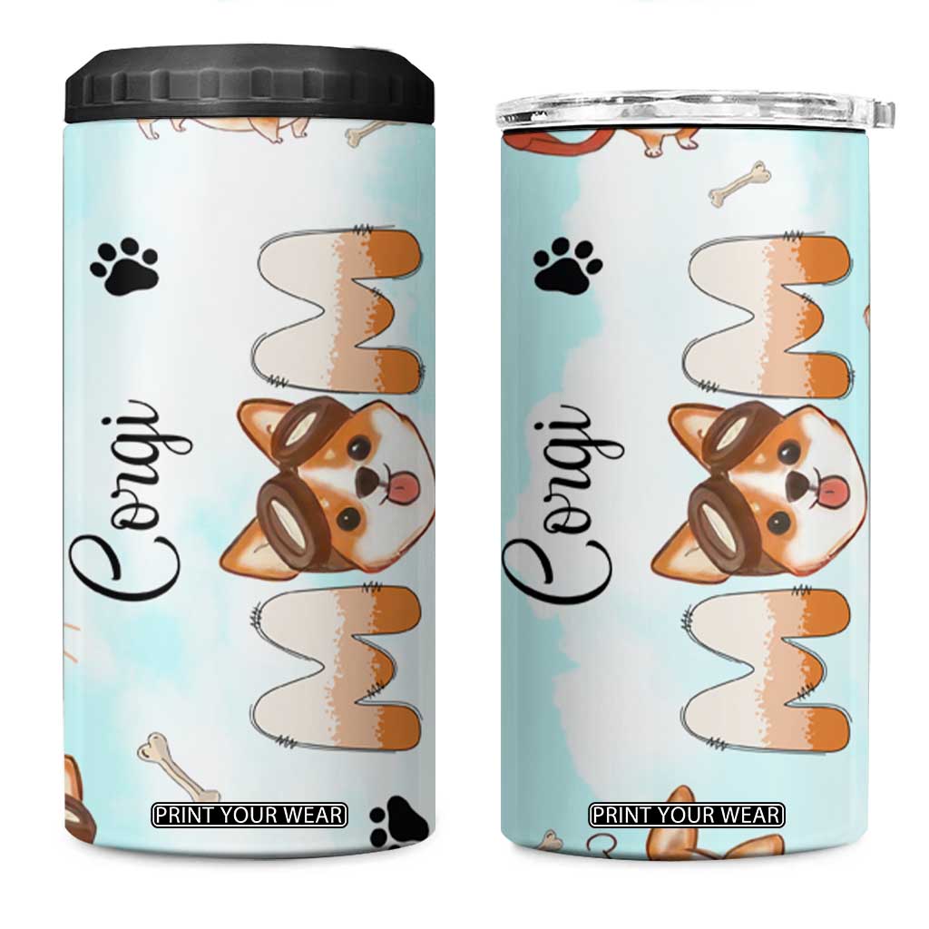 Corgi Dog Mom 4 in 1 Can Cooler Tumbler Funny Dog Lover Mothers Day Gifts TB10 One Size: 16 oz Blue Print Your Wear