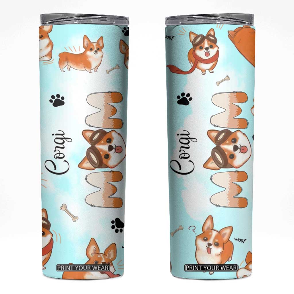 Corgi Dog Mom Skinny Tumbler Funny Dog Lover Mothers Day Gifts TB10 Blue Print Your Wear