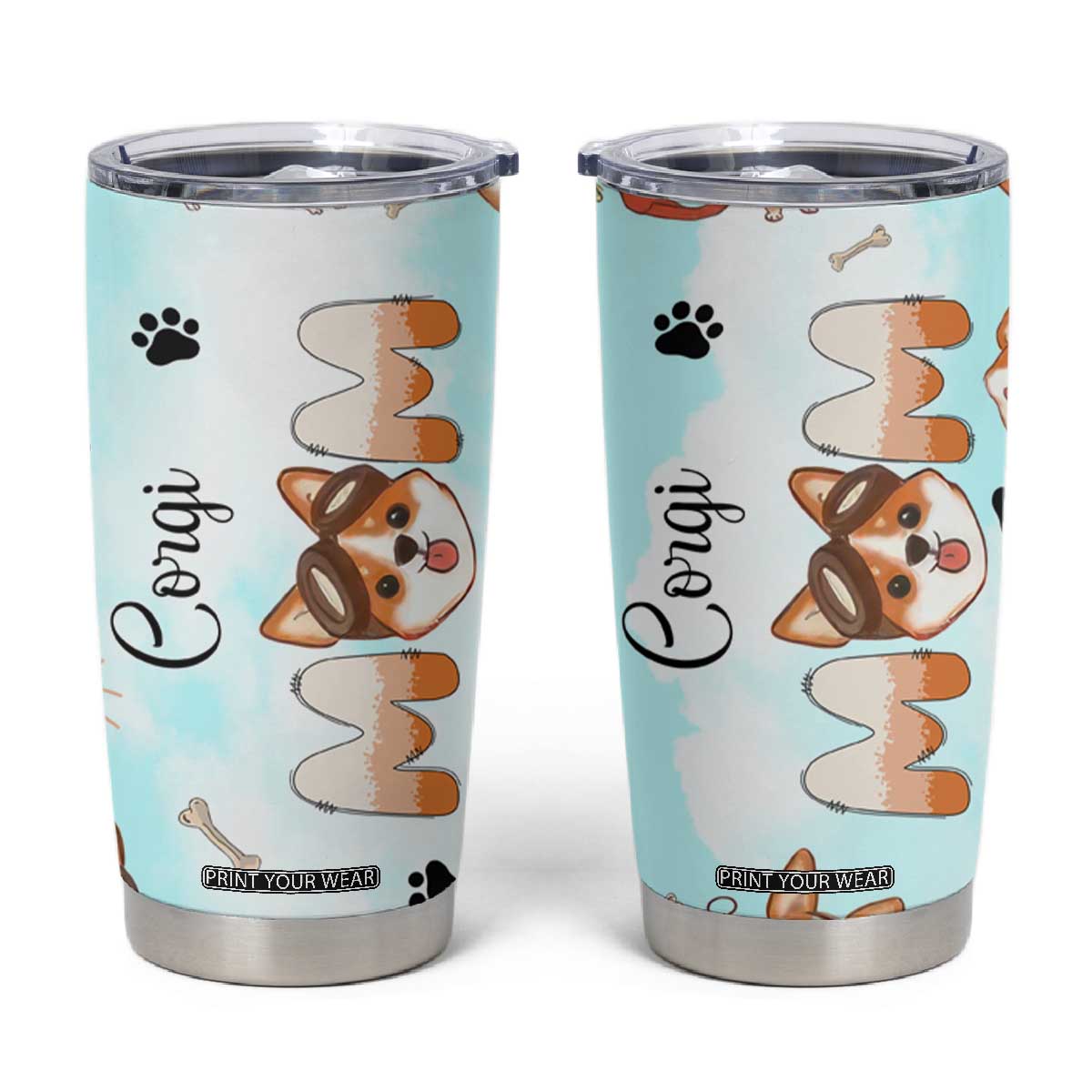 Corgi Dog Mom Tumbler Cup Funny Dog Lover Mothers Day Gifts TB10 Blue Print Your Wear
