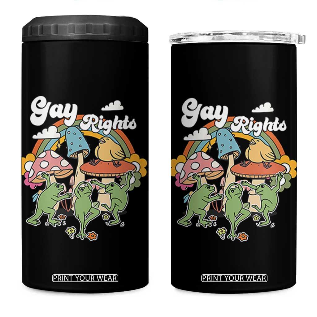Cottagecore Dancing Frogs 4 in 1 Can Cooler Tumbler Say Gay Rainbow LGBT Pride Month TS02 One Size: 16 oz Black Print Your Wear