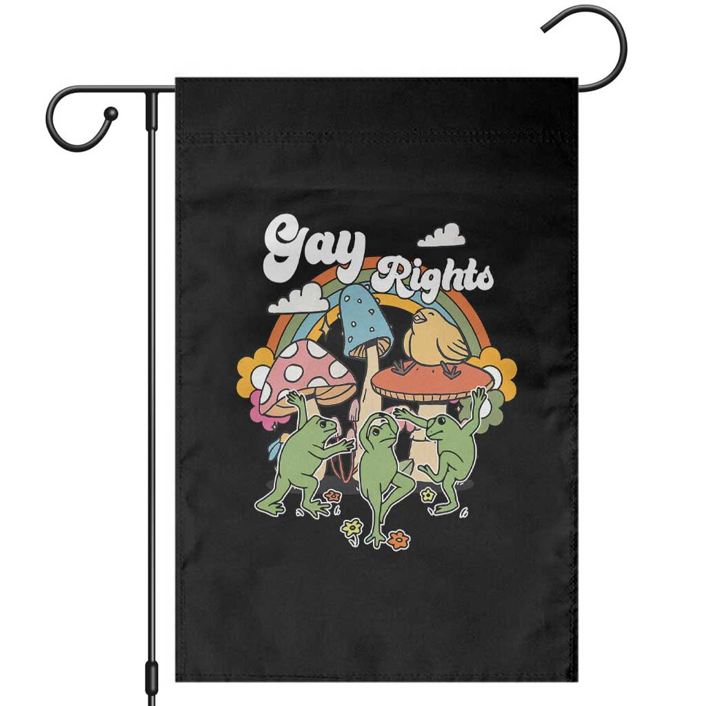 Cottagecore Dancing Frogs Garden Flag Say Gay Rainbow LGBT Pride Month TS02 Black Print Your Wear