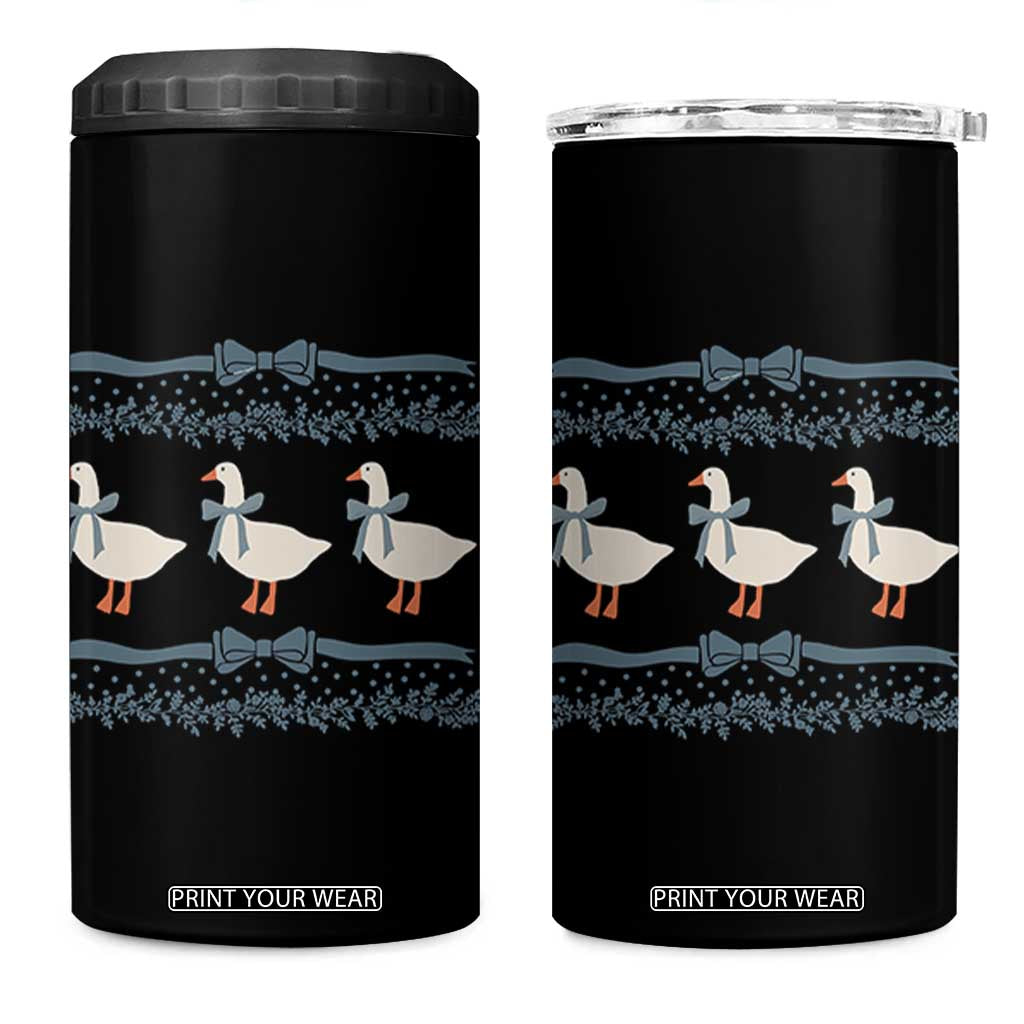 Country Goose 80s 4 in 1 Can Cooler Tumbler 1980s Geese Blue Bowed Mama Goose TS02 One Size: 16 oz Black Print Your Wear