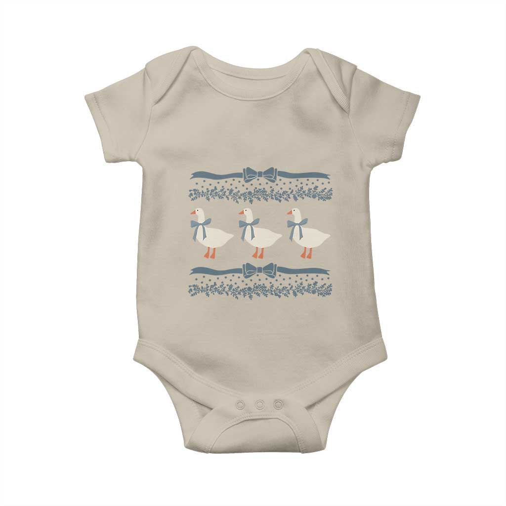 Country Goose 80s Baby Onesie 1980s Geese Blue Bowed Mama Goose TS02 Sand Print Your Wear