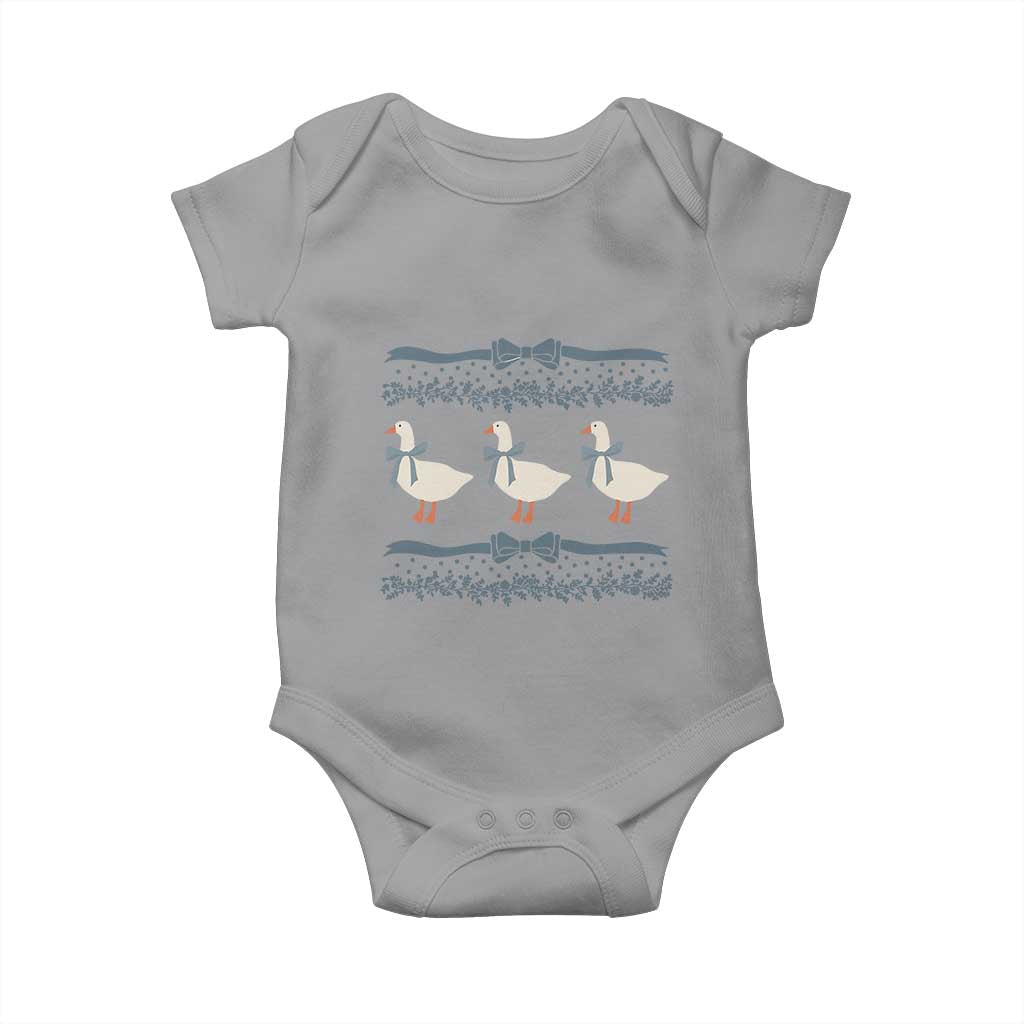 Country Goose 80s Baby Onesie 1980s Geese Blue Bowed Mama Goose TS02 Sport Gray Print Your Wear