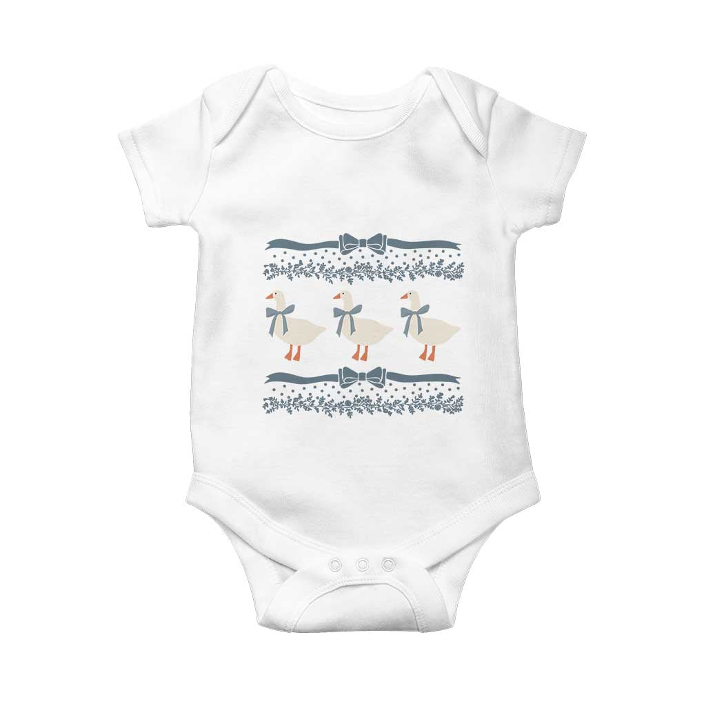 Country Goose 80s Baby Onesie 1980s Geese Blue Bowed Mama Goose TS02 White Print Your Wear