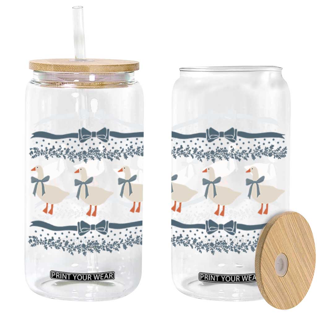 Country Goose 80s Glass Can 1980s Geese Blue Bowed Mama Goose TS02 Black Print Your Wear