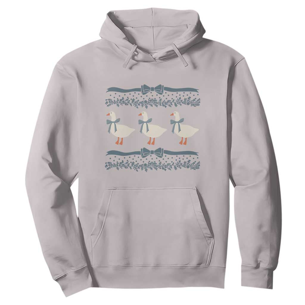 Country Goose 80s Hoodie 1980s Geese Blue Bowed Mama Goose TS02 Ice Gray Print Your Wear