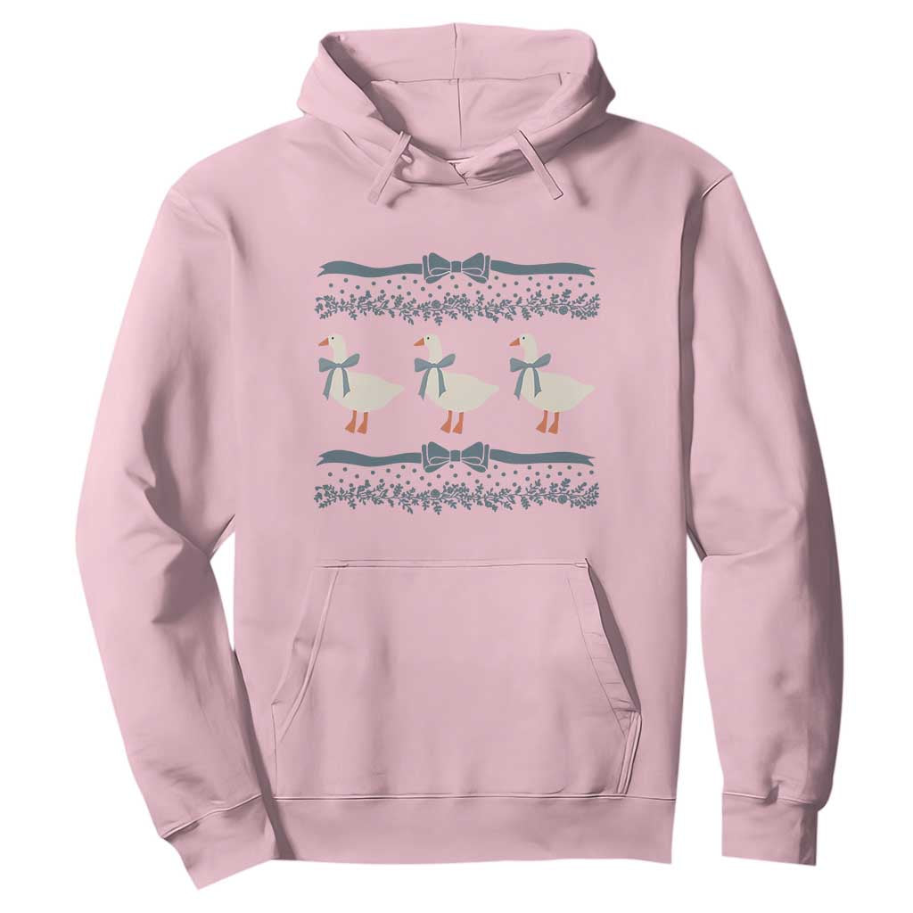 Country Goose 80s Hoodie 1980s Geese Blue Bowed Mama Goose TS02 Light Pink Print Your Wear