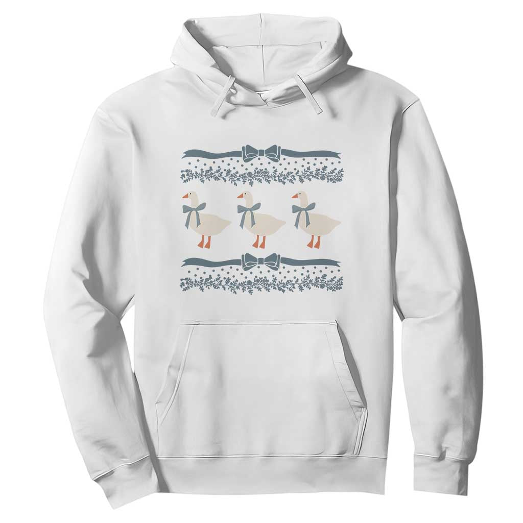 Country Goose 80s Hoodie 1980s Geese Blue Bowed Mama Goose TS02 White Print Your Wear