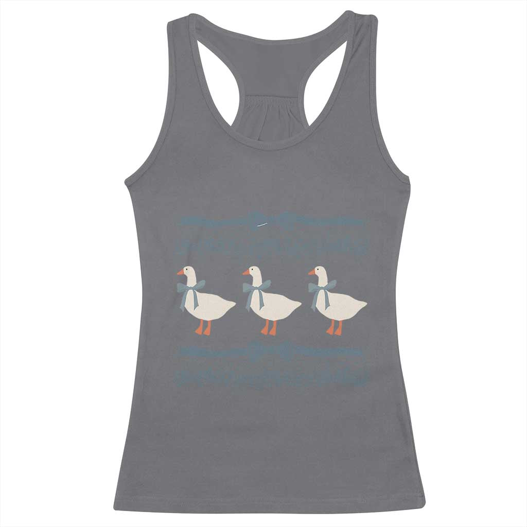 Country Goose 80s Racerback Tank Top 1980s Geese Blue Bowed Mama Goose TS02 Charcoal Print Your Wear