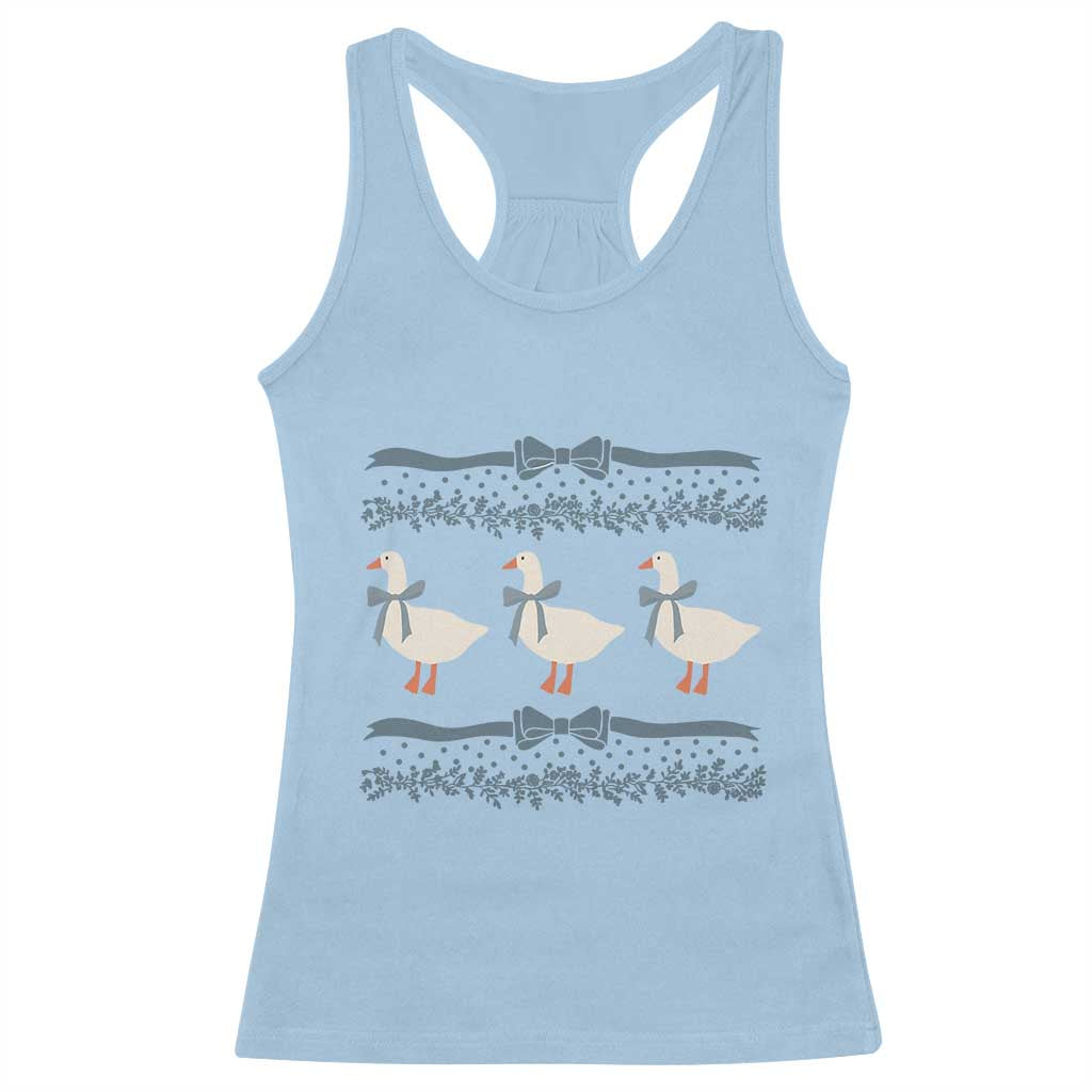 Country Goose 80s Racerback Tank Top 1980s Geese Blue Bowed Mama Goose TS02 Light Blue Print Your Wear