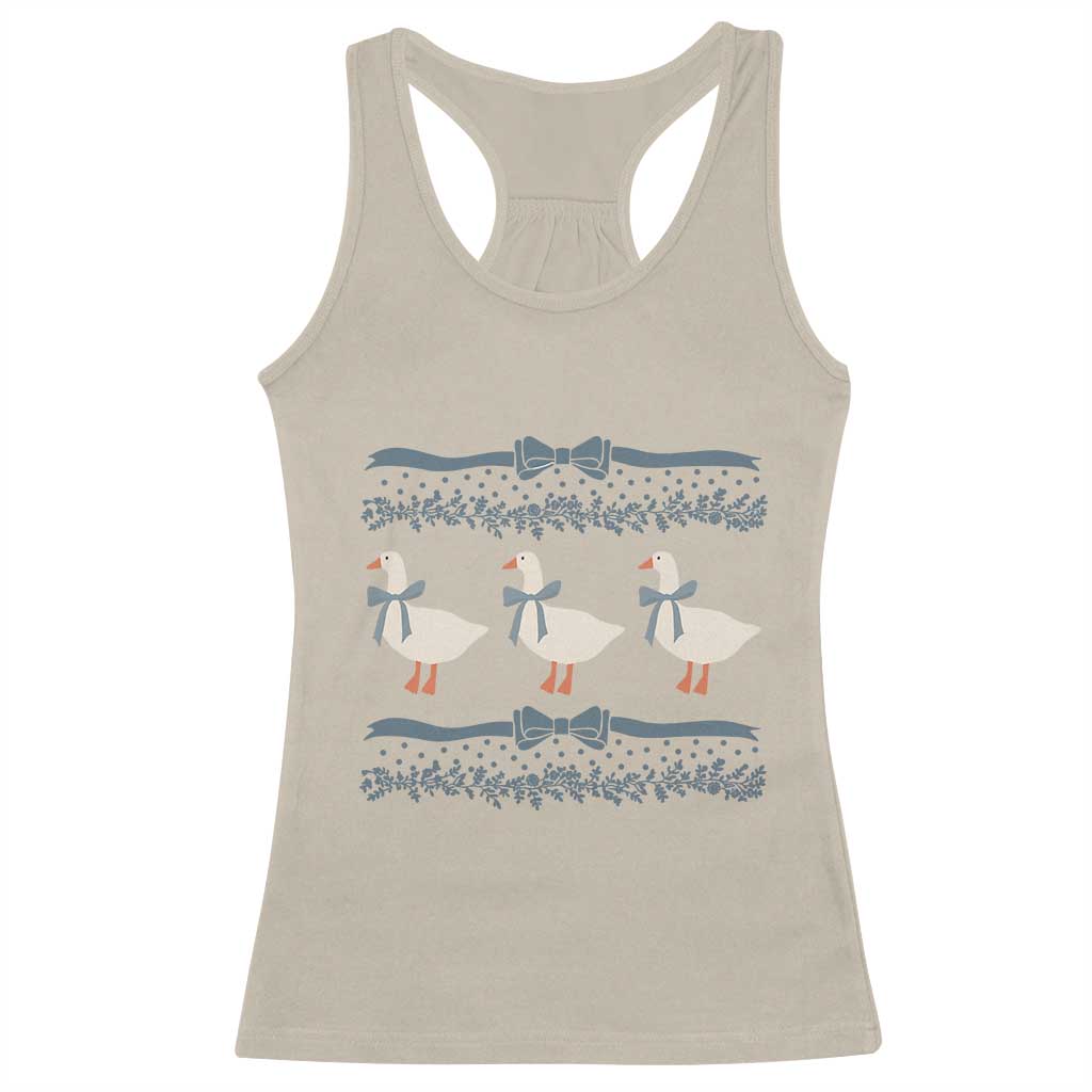Country Goose 80s Racerback Tank Top 1980s Geese Blue Bowed Mama Goose TS02 Sand Print Your Wear