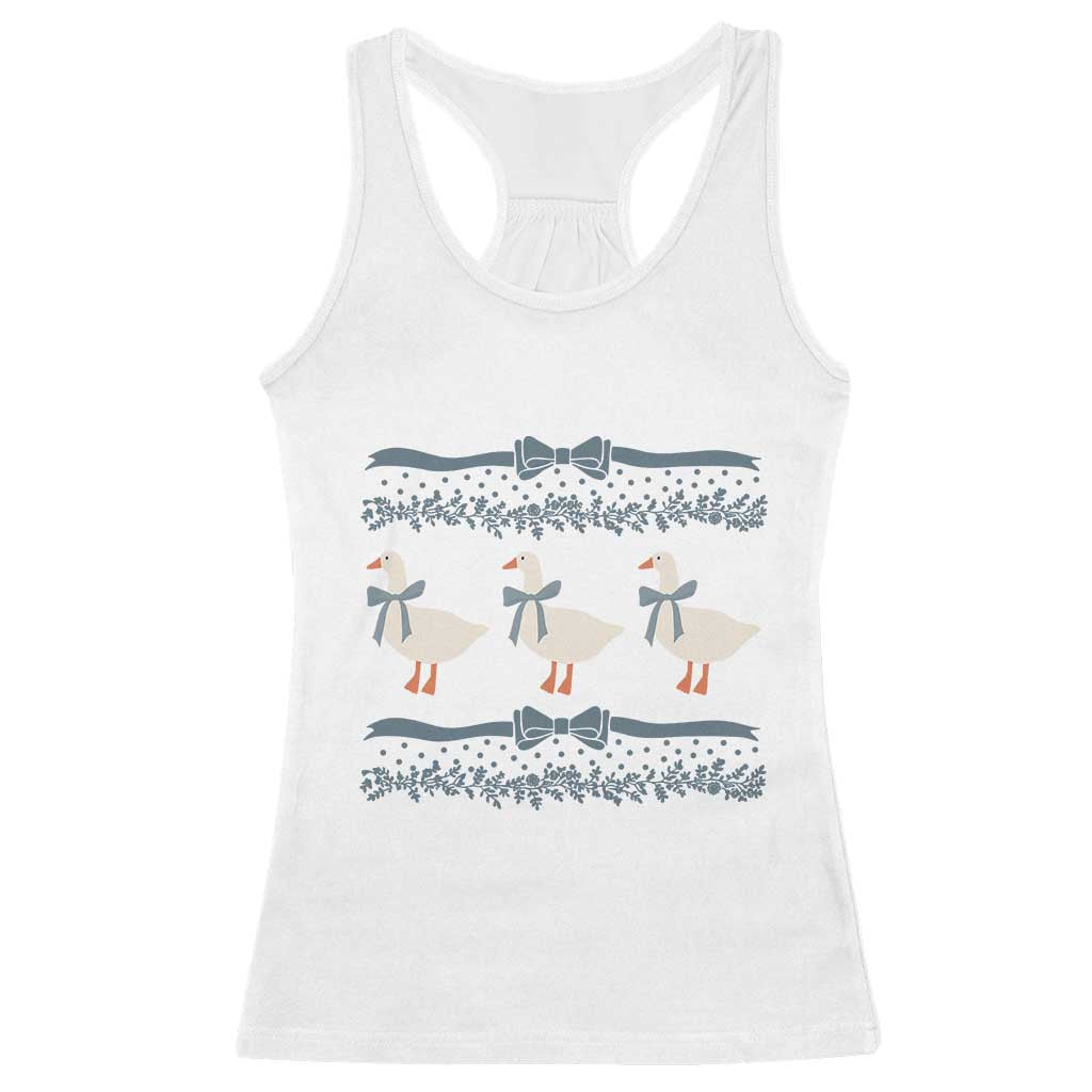 Country Goose 80s Racerback Tank Top 1980s Geese Blue Bowed Mama Goose TS02 White Print Your Wear