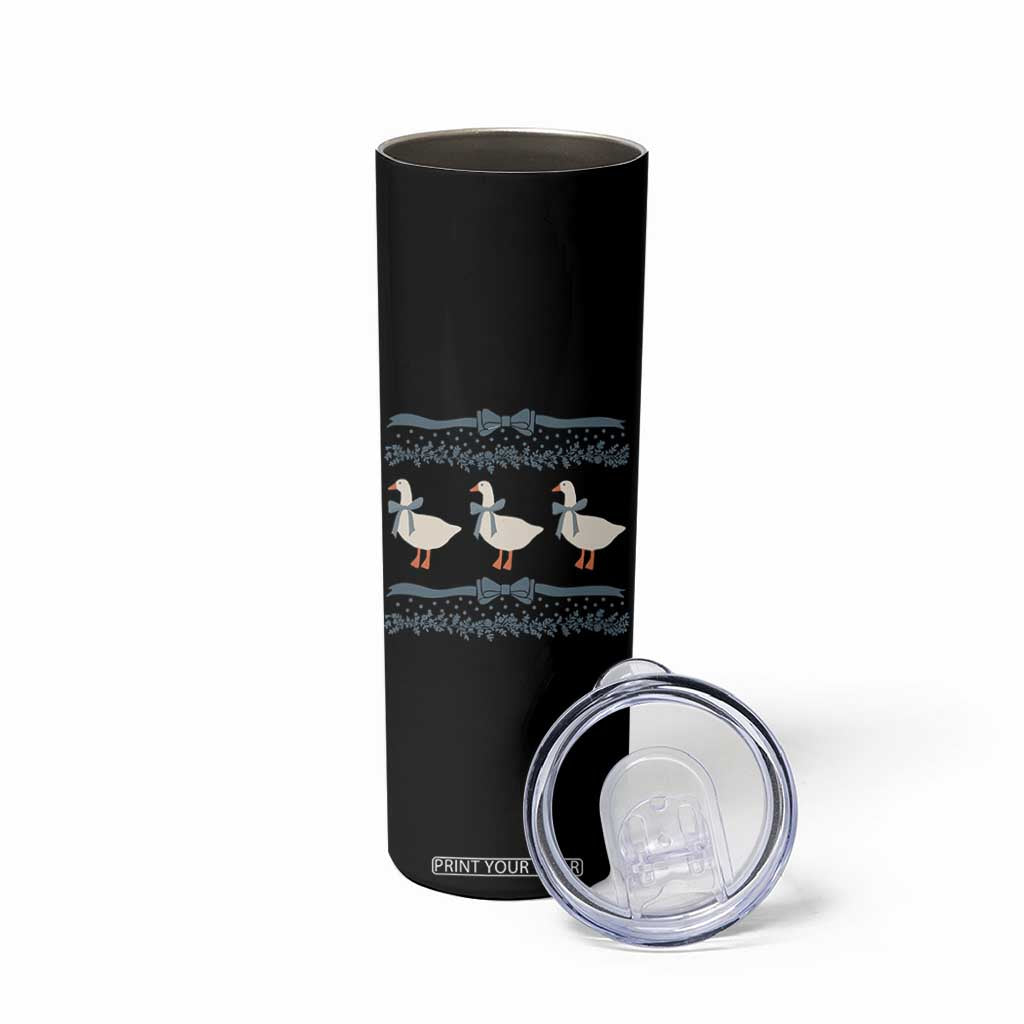 Country Goose 80s Skinny Tumbler 1980s Geese Blue Bowed Mama Goose TS02 Print Your Wear