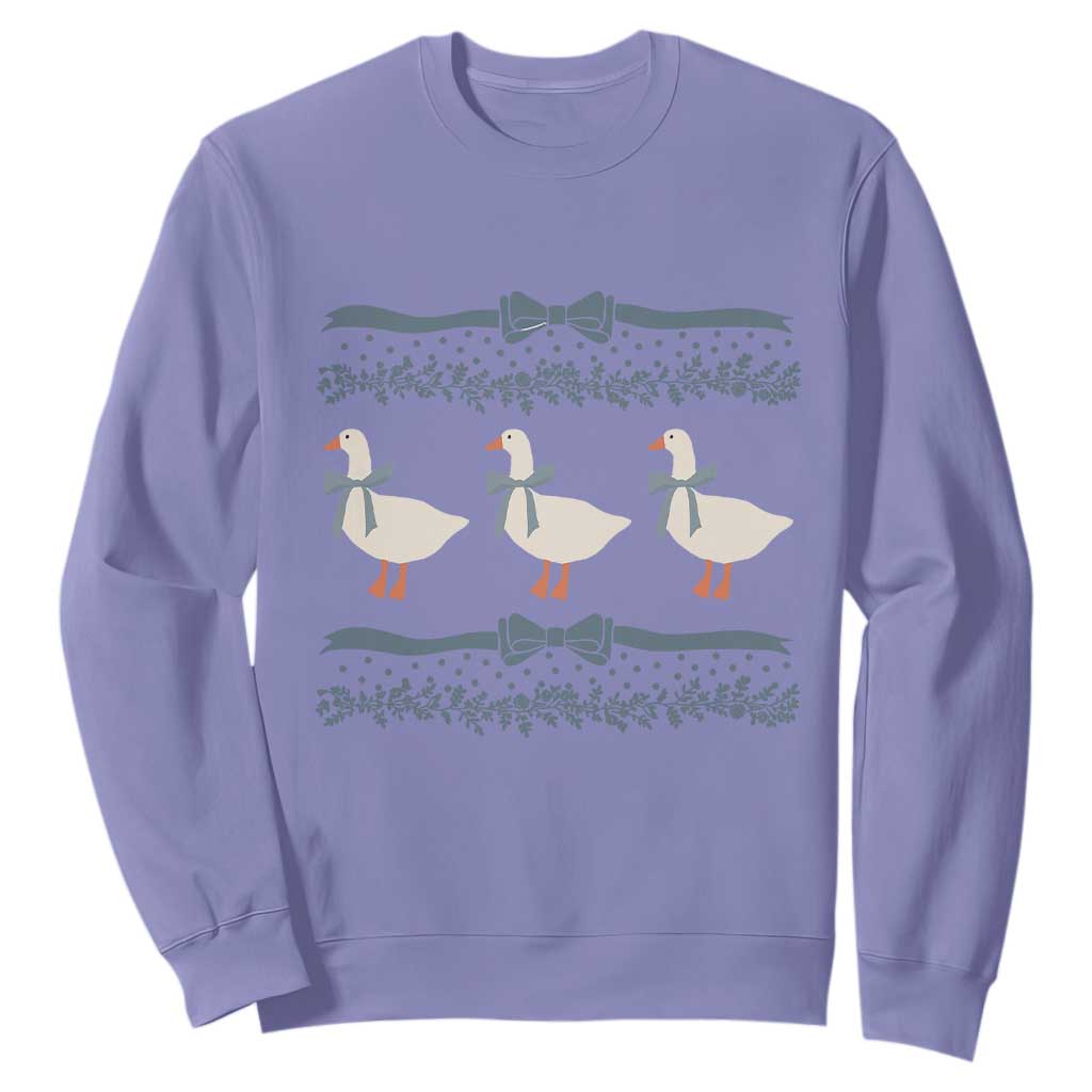 Country Goose 80s Sweatshirt 1980s Geese Blue Bowed Mama Goose TS02 Violet Print Your Wear