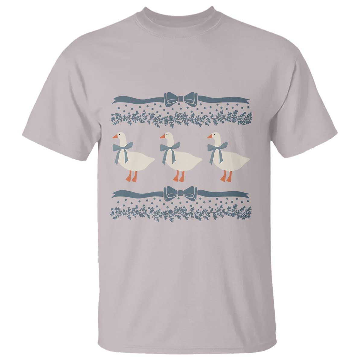 Country Goose 80s T Shirt 1980s Geese Blue Bowed Mama Goose TS02 Ice Gray Print Your Wear