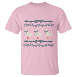 Country Goose 80s T Shirt 1980s Geese Blue Bowed Mama Goose TS02 Light Pink Print Your Wear