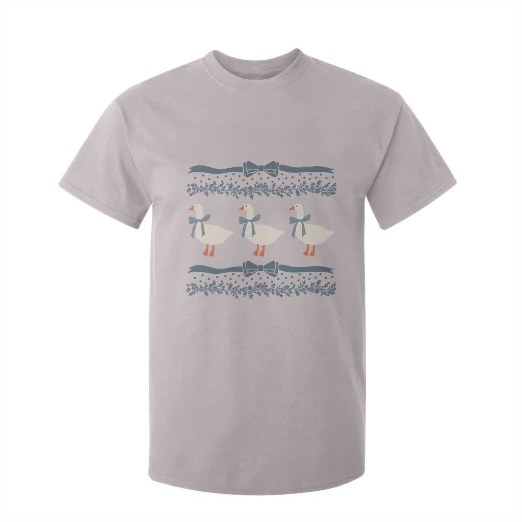 Country Goose 80s T Shirt For Kid 1980s Geese Blue Bowed Mama Goose TS02 Ice Gray Print Your Wear