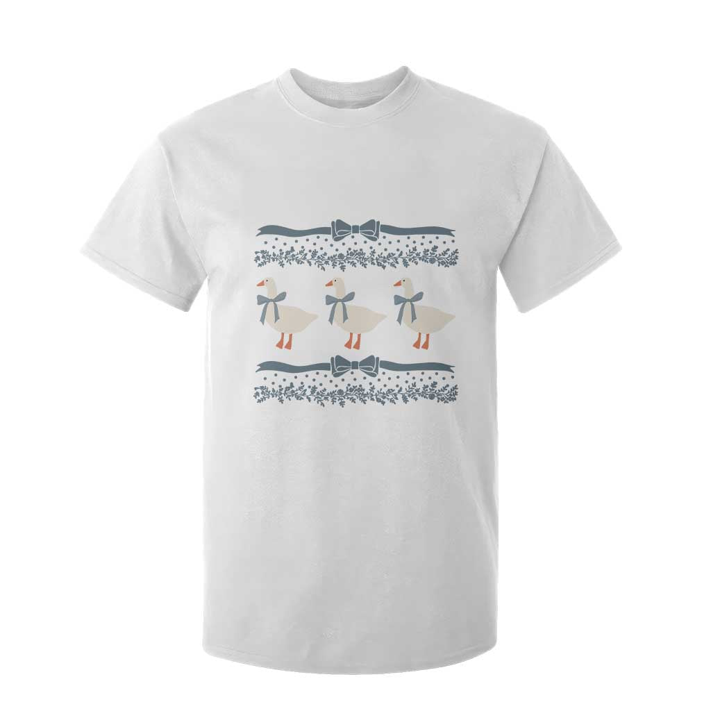 Country Goose 80s T Shirt For Kid 1980s Geese Blue Bowed Mama Goose TS02 White Print Your Wear