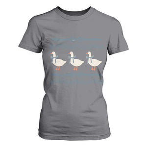 Country Goose 80s T Shirt For Women 1980s Geese Blue Bowed Mama Goose TS02 Charcoal Print Your Wear