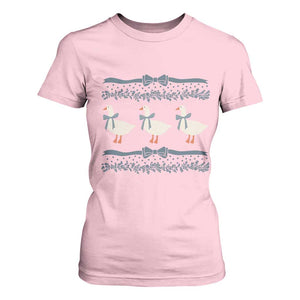 Country Goose 80s T Shirt For Women 1980s Geese Blue Bowed Mama Goose TS02 Light Pink Print Your Wear