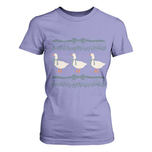 Country Goose 80s T Shirt For Women 1980s Geese Blue Bowed Mama Goose TS02 Violet Print Your Wear