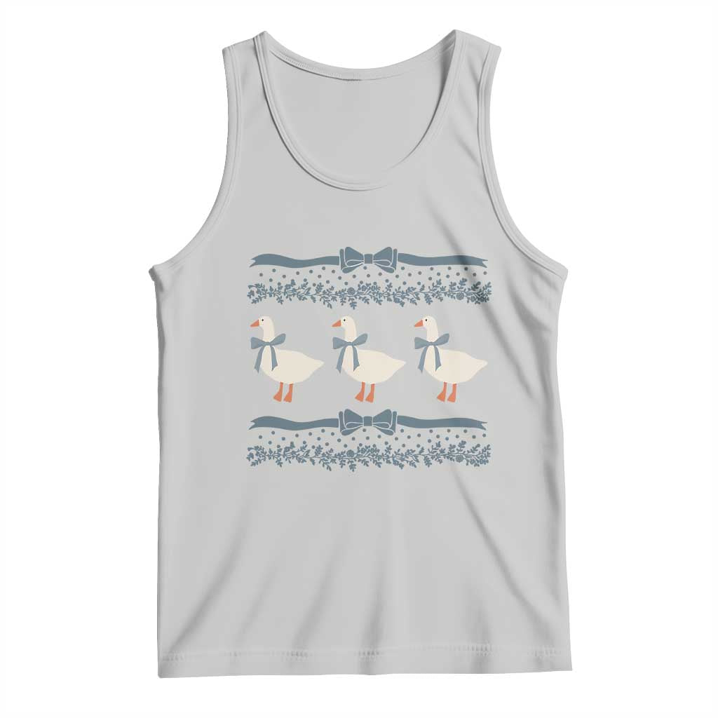 Country Goose 80s Tank Top 1980s Geese Blue Bowed Mama Goose TS02 Ash Print Your Wear