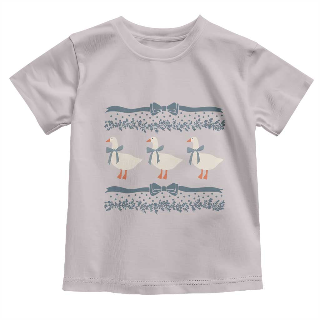 Country Goose 80s Toddler T Shirt 1980s Geese Blue Bowed Mama Goose TS02 Ice Gray Print Your Wear