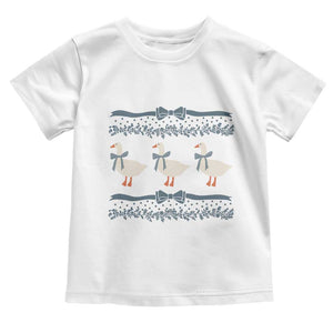 Country Goose 80s Toddler T Shirt 1980s Geese Blue Bowed Mama Goose TS02 White Print Your Wear