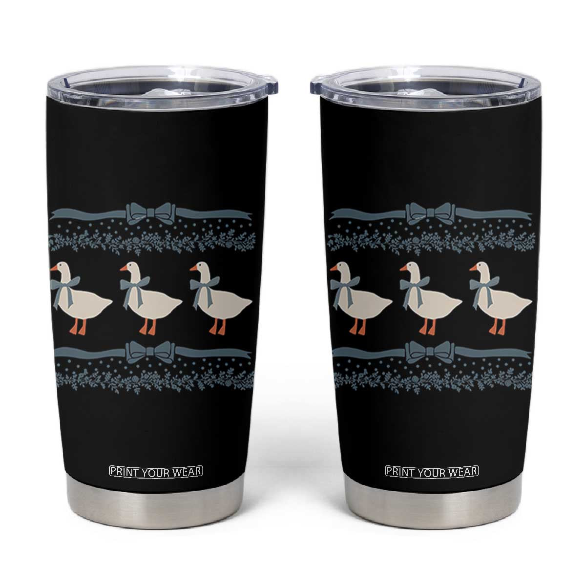 Country Goose 80s Tumbler Cup 1980s Geese Blue Bowed Mama Goose TS02 Black Print Your Wear