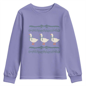 Country Goose 80s Youth Sweatshirt 1980s Geese Blue Bowed Mama Goose TS02 Violet Print Your Wear