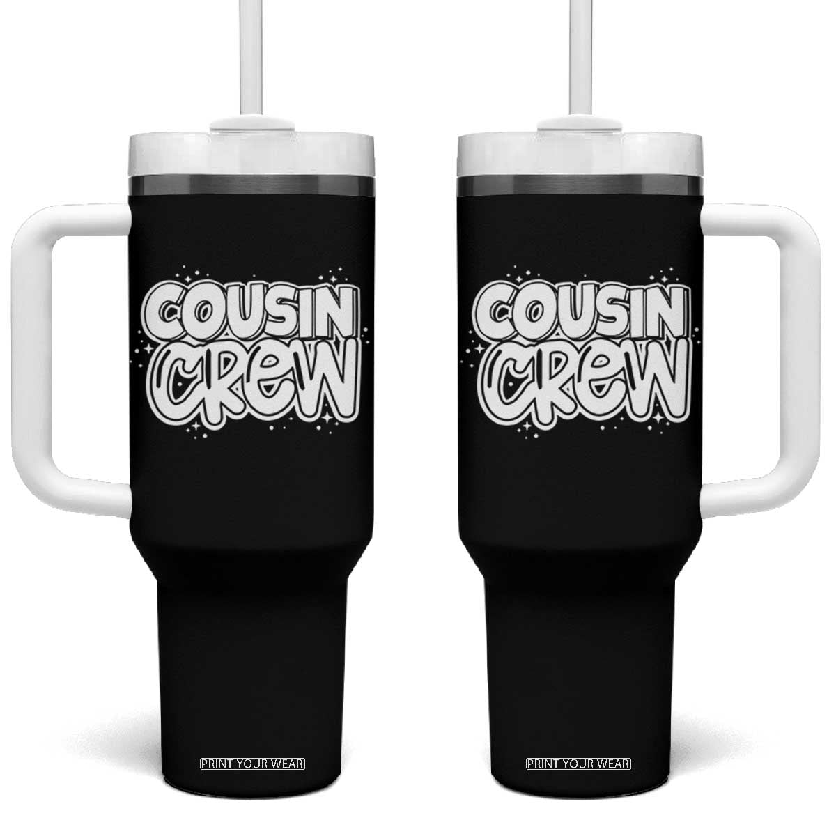 Cousin Crew Tumbler With Handle Cute Matching Cousins Summer Beach Vacation TS10 One Size: 40 oz Black Print Your Wear