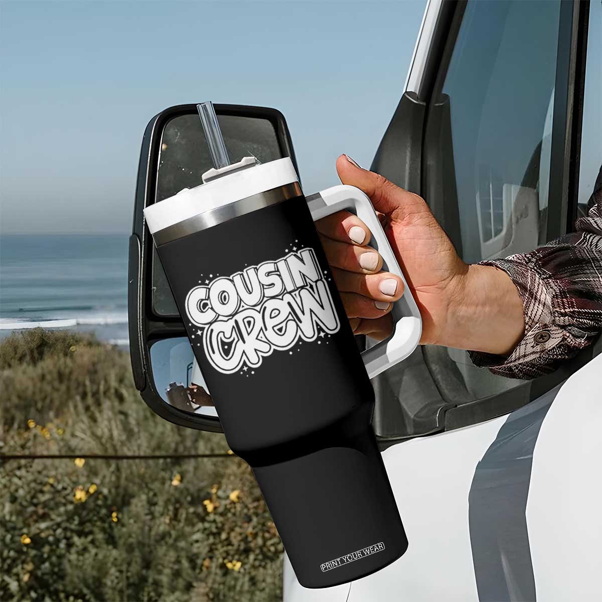 Cousin Crew Tumbler With Handle Cute Matching Cousins Summer Beach Vacation TS10 Print Your Wear