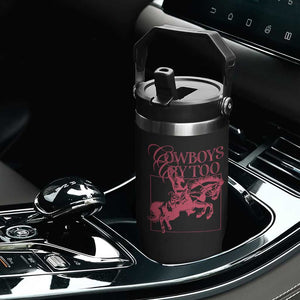 Cowboys Cry Too Flip Straw Tumbler Western Rodeo Cowgirl Cowboy Aesthetic Pink TS02 Print Your Wear