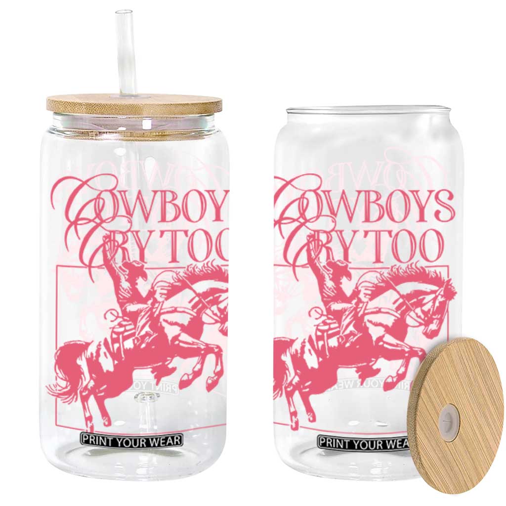 Cowboys Cry Too Glass Can Western Rodeo Cowgirl Cowboy Aesthetic Pink TS02 Black Print Your Wear