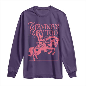 Cowboys Cry Too Long Sleeve Shirt Western Rodeo Cowgirl Cowboy Aesthetic Pink TS02 Purple Print Your Wear